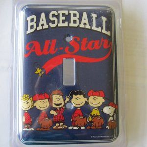Baseball All Star Peanuts Snoopy Charlie Brown Gang Light Switch Cover
